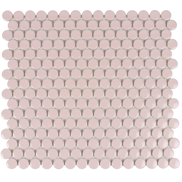 Apollo Tile Cirkel 11.46 in. x 12.4 in. Glossy Pink Porcelain Mosaic Wall and Floor Tile 9.87 sqft/case, 10PK ORB88015PKGA - main